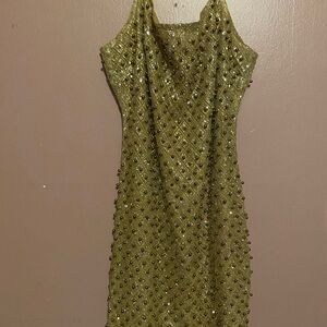 Elegant Gold Beaded Dress